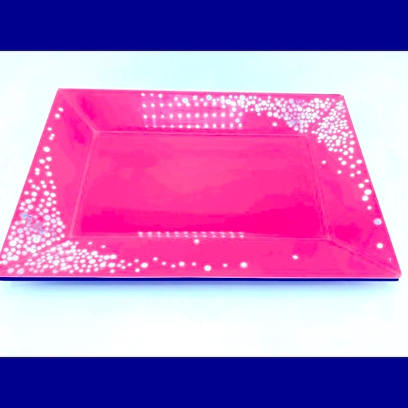Style Happy Pink Barbie Style Embellished Glass Dresser Tray - Picture 1 of 4